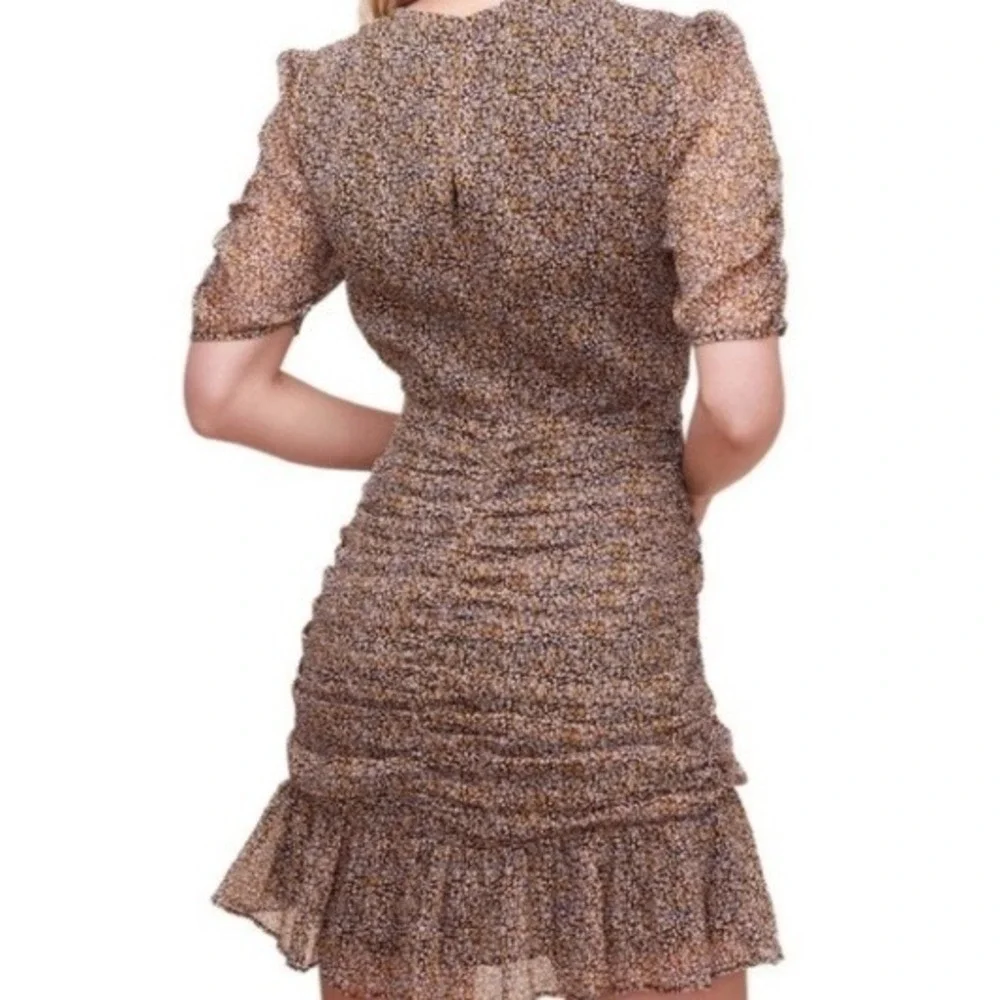 ASTR The Label Floral Ruched Mini Dress Black Pink Womens Size Medium